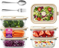 12 oz Small Glass Food Storage Containers with Glass Lids, 6 Pack by Encheng