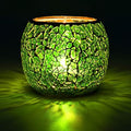 Rancco Glass Votive Candle Holder for Tealight, Romantic Mosaic Cracked Candle Holder, Candle Lamp Aromatherapy Candlescape Bowl for Valentine's Thanksgiving, Christmas Table Centerpiece,Party Decor by Rancco