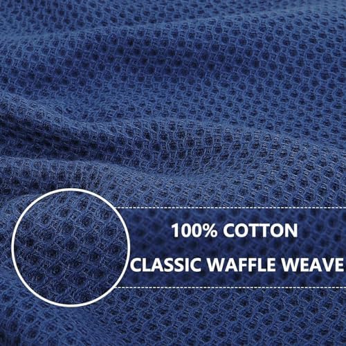 Homaxy 100% Cotton Waffle Weave Kitchen Dish Towels 12-Pack, Navy Blue - Image 2