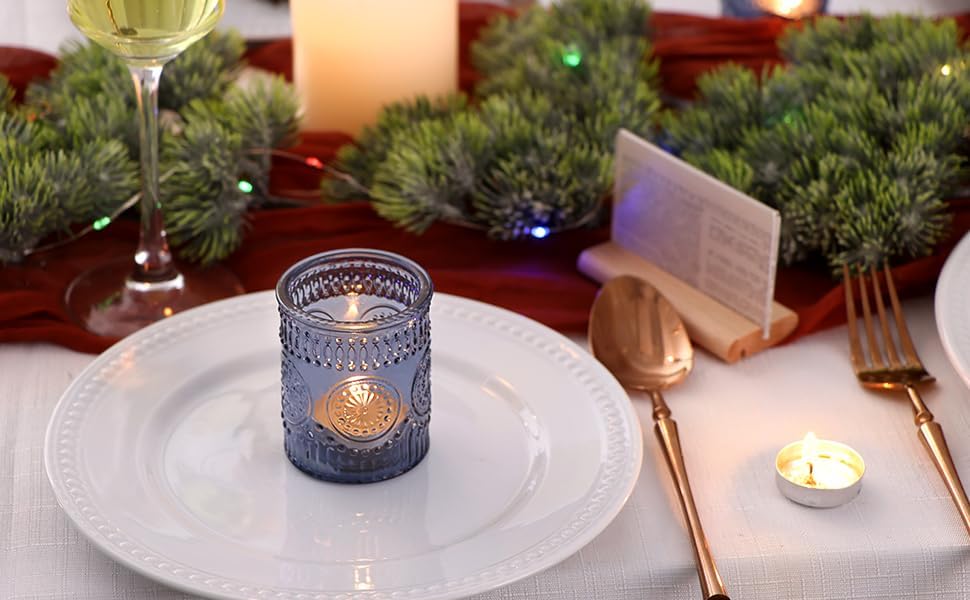24 Pcs Navy Blue Votive Candle Holders for Christmas Table Centerpieces, - Image 2