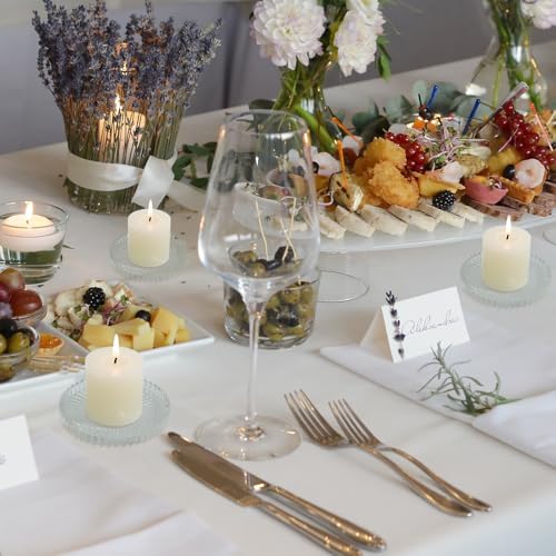 Glass Candle Tray 6 Pack Round Candle Holder Plates Candleholders, Clear - Image 7