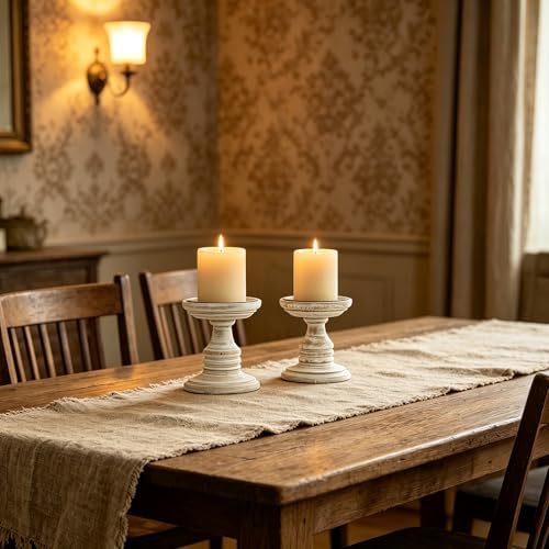 Hosley White 5 Inch High Wooden Pillar Candle Holder Country Style. Ideal Gift for Wedding Party Home Spa Reiki Aromatherapy LED Votive Candle Gardens W1 - Image 7