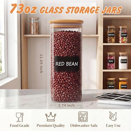 SENTVEND 73 Oz Glass Jars - 3 Pack Food Storage Containers with Lids Square - Image 2