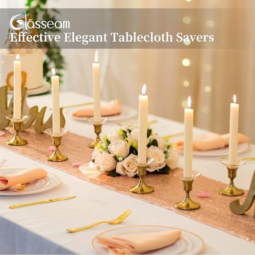 Glasseam Gold Glass Bobeches for Candlesticks, 12Pcs Candle Drip Protectors - Image 3
