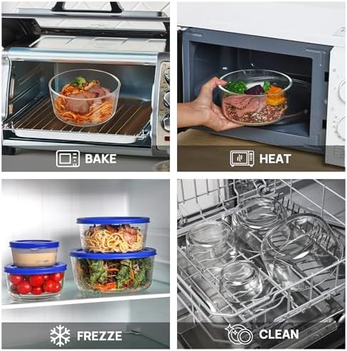 Vtopmart 4 Pack Glass Bowls with Lids (1, 2, 4, 7 Cup) - Image 6