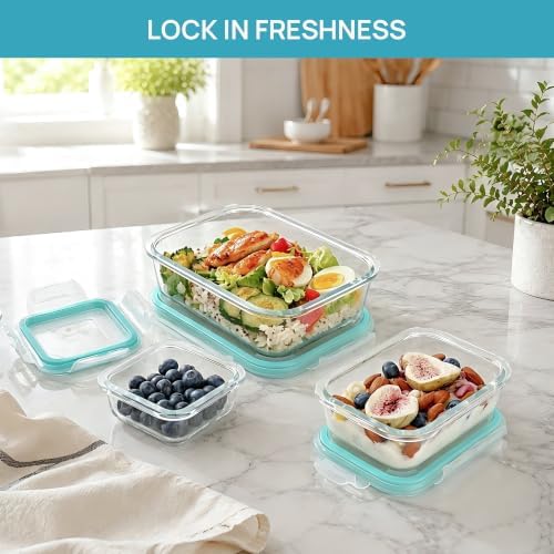 Vtopmart 3 Pack Glass Food Storage Containers with Lids Green - Image 5