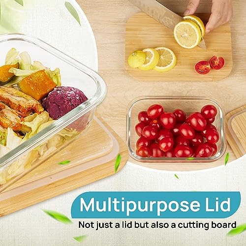 Vtopmart 4 Pack Glass Food Storage Containers with Bamboo Lids Meal Prep - Image 2