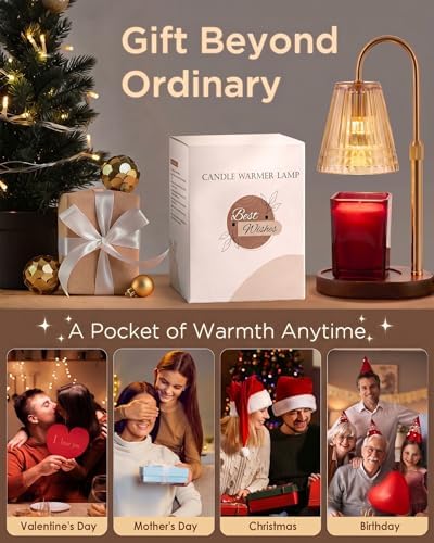 Candle Warmer Lamp with Timer Dimmer, Flameless Candle Warmer for Jar Candles, Height Adjustable Wax Warmer, House Warming Gifts New Home Decor, Birthday Gifts for Women (2 Bulbs Included) - Image 2