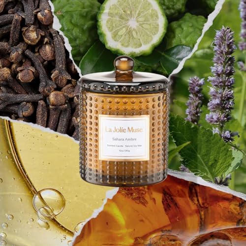 LA JOLIE MUSE Sahara Amber Scented Candles for Home, Natural Soy Wax 55 Hrs - Image 2