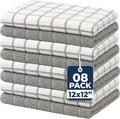 Bumble 12"x12" Dish Cloths (8-Pack), 100% Cotton Kitchen Towels - Gray by BumbleTowels