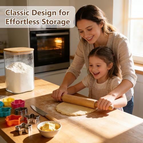 KEYWING 1.2 Gallon Glass Flour Storage Containers with Bamboo Lids, 2 Pack - Image 5