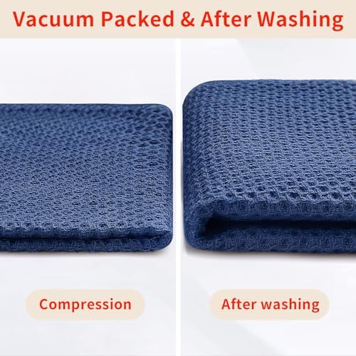Homaxy 100% Cotton Waffle Weave Kitchen Dish Cloths 8-Pack, Navy Blue - Image 6