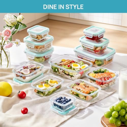 Vtopmart 12 Pack Glass Food Storage Containers with Lids Green - Image 5