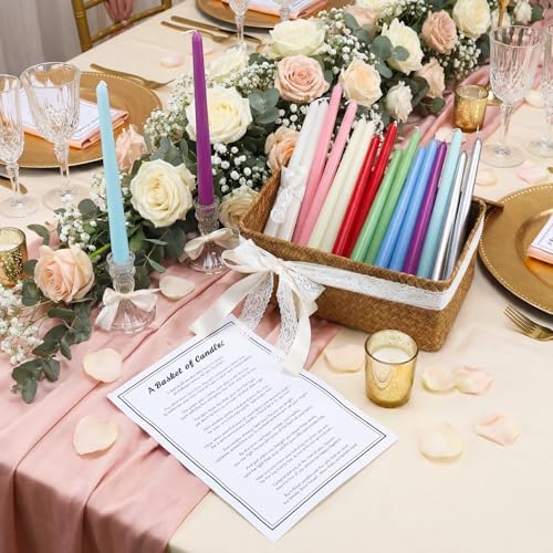Mtlee Basket of Candle Wedding Gift Candleholders Basket Ribbon, Classic - Image 6