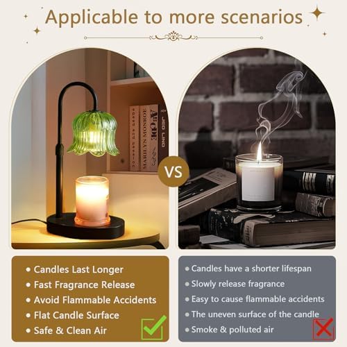 CRMILL Candle Warmer Lamp Electric Timer - House Gifts New Home Bedroom Decor Candle Lamps Green Candle Lights - Image 5
