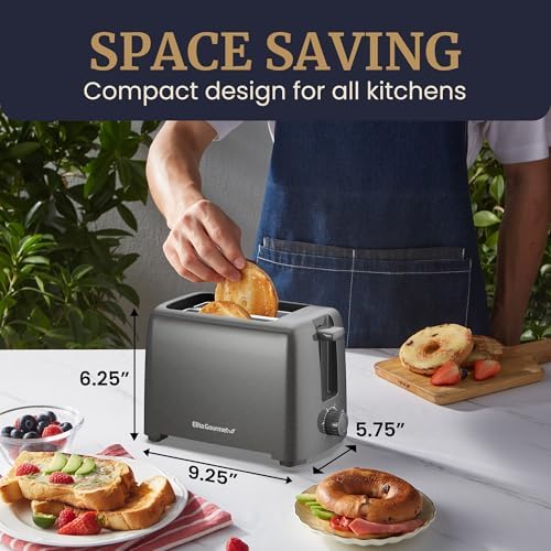 Elite Gourmet 2-Slice Cool-Touch Toaster, 1.25" Extra-Wide Slots, 6 Shades - Image 6