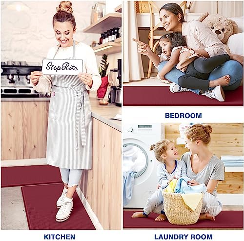 StepRite Kitchen Mats for Floor, 2-Piece Anti-Fatigue Rugs, Burgundy - Image 6