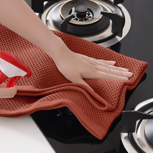 Homaxy 100% Cotton Oversized Waffle Weave Kitchen Towels 4-Pack, Rust - Image 5