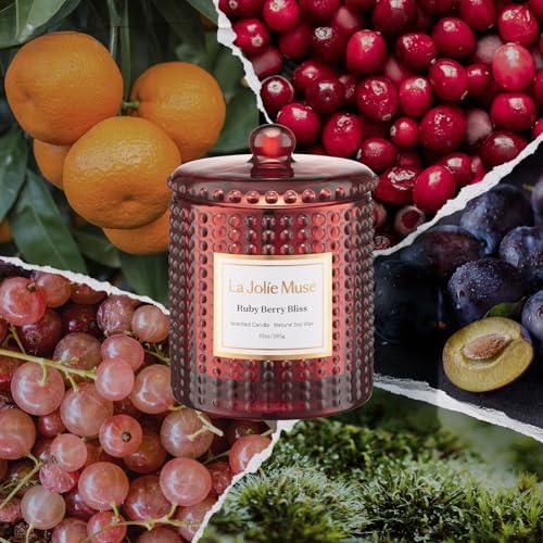 LA JOLIE MUSE Ruby Berry Bliss Scented Candles for Home, Natural Soy 55 Hrs - Image 2
