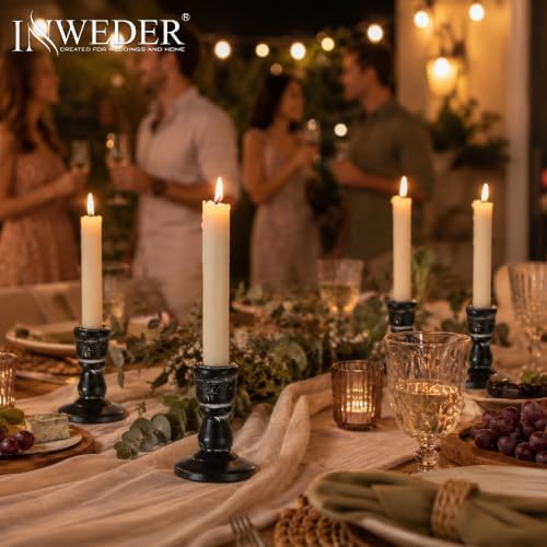 Wooden Taper Candle Holders: Rustic Farmhouse Decor, Set of 4 - Image 5