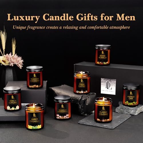 8 Pack Candles for Home Scented, Scented Candles Gifts Set for Women Men, 56 oz Soy Candle Set, Scents of Teakwood/Smoke Vanilla/Cologne/Coffee/Patchouli/Oak/Sandalwood/Cupcake - Image 4