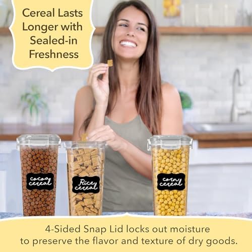 Simply Gourmet Airtight Cereal Containers with Lids – 3 Piece Tall Kitchen Pantry Organization Set, BPA-Free Clear Plastic, Pour Spout Lids for Breakfast Cereal, Rice, Flour, Sugar, Snacks - Image 3