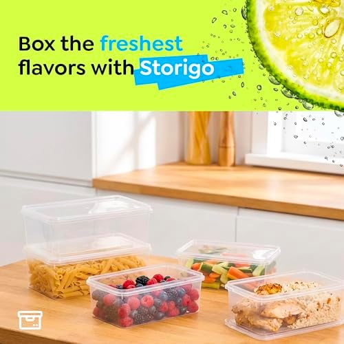 20 Pack 34 oz Airtight Food Storage Containers with Attached Hinged Lids – BPA Free Stackable Plastic Kitchen Storage Containers for Pantry, Fridge Storage & Meal Prep – Clear Containers - Image 5