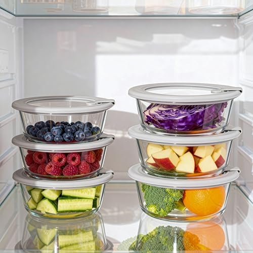 Glass Food Containers with Glass Lid, Microwave Safe Food Storage Container Set, 6 Pack, Large Size Airtight Storage Set with Leak Proof Lids, Meal Prep Containers - Image 4