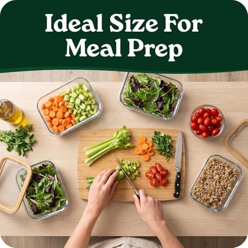 4-Pack Glass Food Storage Containers with Glass Lids & Bamboo Rim – Plastic Free 27 Oz Glass Meal Prep Containers for Lunch, Eco Friendly Airtight Food Storage, Microwave & Oven Safe - Image 5