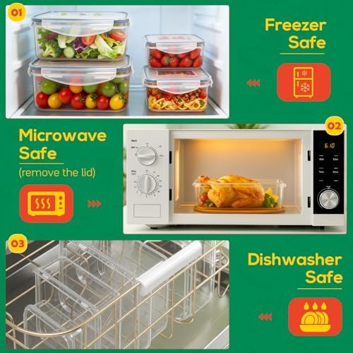 6 Pack Large Thick Plastic Food Storage Containers with Lids Airtight - Image 6