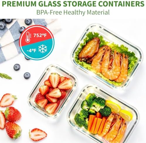 Glass Meal Prep Containers, 10 Pack Glass Food Storage Containers with Lids - Image 7