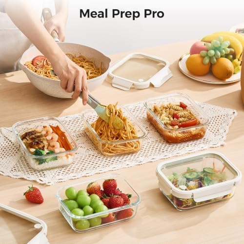 Vtopmart 5 Pack Glass Food Storage Containers with Glass Lids & Air Vent - Image 4