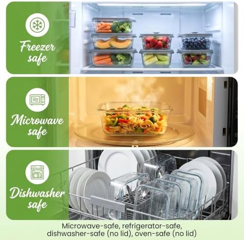 10 Pack Glass Food Storage Containers with Glass Lids, 5 x 35oz & 5 x 21oz - Image 4