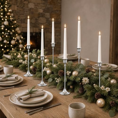 NLBTW Silver Candlestick Holders, Metal Taper Candle Holder, Set of 6 - Image 6