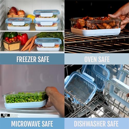Ello Duraglass Refresh 3.4 Cup Meal Prep Containers, 10 Pc, Halogen Blue - Image 3