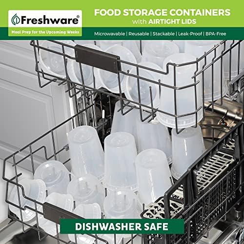Freshware [12 Pack, 64 oz] 1/2 Gallon Plastic Deli Food Storage Soup Containers With Airtight Lids, Slime Containers, Freezer Safe | Meal Prep | Stackable | Leakproof | BPA Free, Clear - Image 6