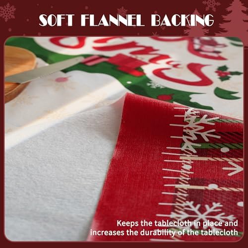 Christmas Rectangle Table Cloth,100% Waterproof Tablecloth,Christmas Decorations for Home, Vinyl Tablecloth Plastic Table Cover for Party，Picnic,Dining,Outdoor 54" x 102",Christmas Trees - Image 5