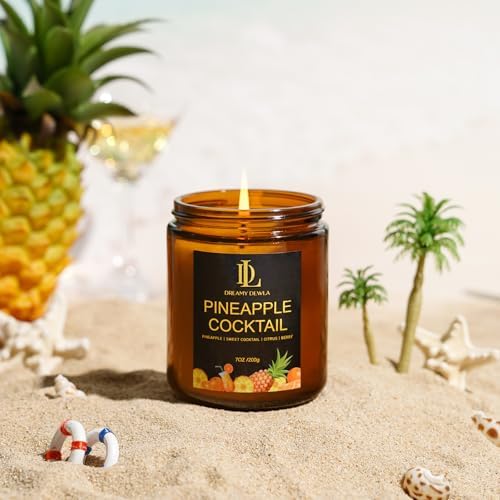 Pineapple Cocktail Candles, 7oz Pineapple Cocktail Scented Candle, Natural Soy Candles for Home Scented, Long Lasting with 50 Hour Burn Time, Gifts for Men Women - Image 5