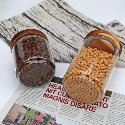 Flrolove Glass Canisters With Wooden Lids, Kitchen Jars for Storage 5 Pack - Image 7