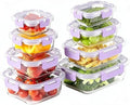 8 Pack Glass Food Storage Containers with Snap Locking Lids for Meal Prep by HOMBERKING