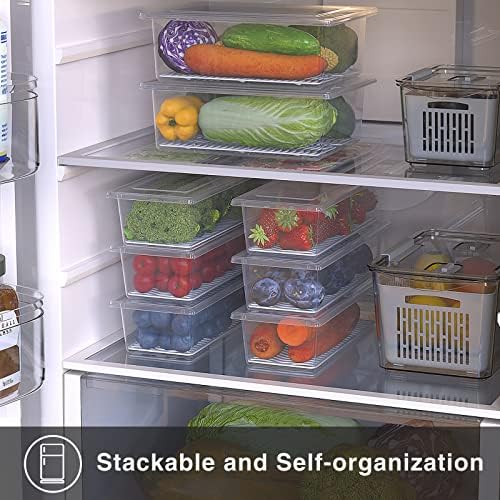 6 Pack 1.5L Fruit Storage Containers for Fridge with Removable Drain Tray - Image 3