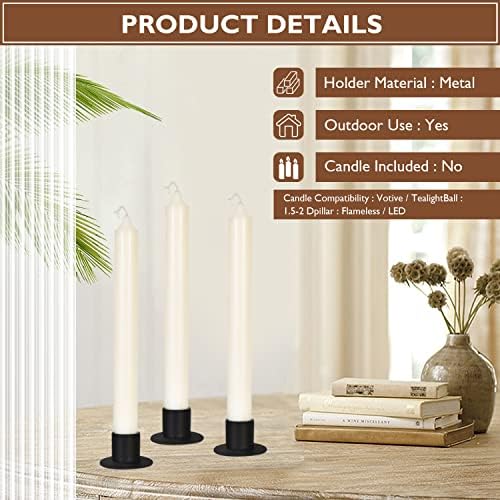 GUTE Taper Candle Holder Matte Black Iron Candlestick Decor Farmhouse 16Pcs - Image 4