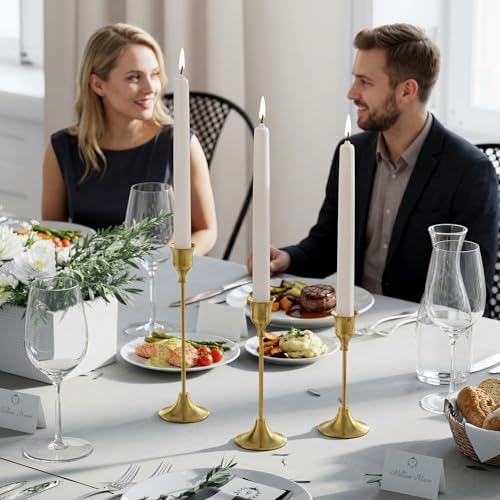 NLBTW Brass Gold Candlestick Holders, Metal Taper Candle Holder, Set of 6 - Image 5