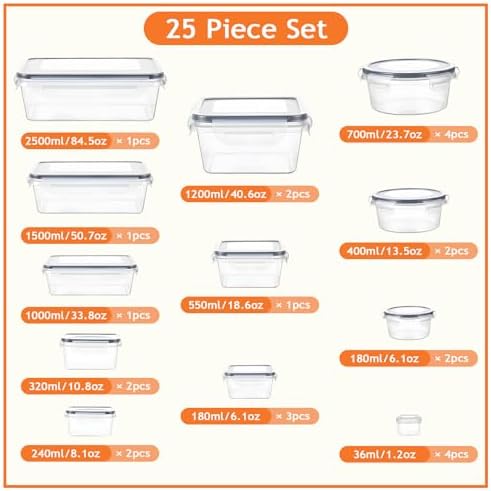 50 Pcs Reusable plastic food storage containers with lids - Image 2