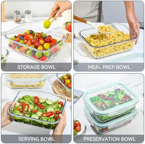 2 Pack 78 Oz / 9.8 Cups Large Glass Food Storage Containers with Lids, Meal Prep Containers for Baking, Serving, Glass Storage Container, BPA Free, Leakproof, Freezer, Microwave/Oven Safe - Image 6