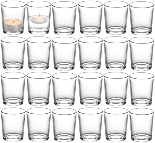 Letine 24-Pack Votive Candle Holders, Clear Glass Tea Light Holders Bulk by LETINE