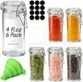 ComSaf Small Glass Spice Jars with Airtight Lids 4 oz 6 Pack with Labels by ComSaf