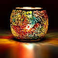 Scented Candle Holder Mosaic Glass Tea Light Holder,Handmade Romantic Glass Tealight Candle Holder for Aromatherapy,Party Décor(NO Candles),Also Used as Vase,Pen Holder,Potted Plants Bowl (Rainbow) by Rancco