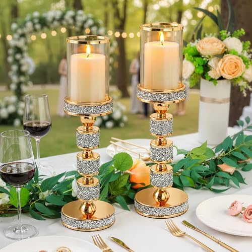 Hurricane Candle Holder, 15.9" Tall Metal Candle Stand, Glass Pillar Holder - Image 4