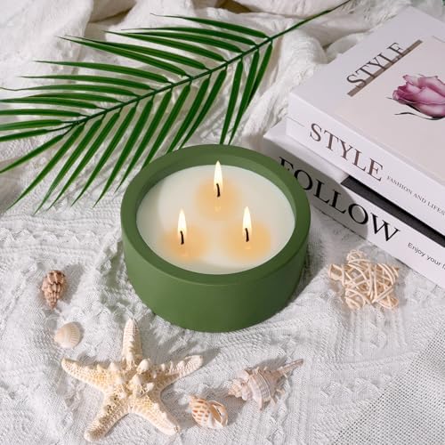 Viyffo 20oz Large Scented Candle - Eucalyptus & Rosemary, 3 Wick Non Toxic Soy Candles for Women & Men, Matte Green Ceramic Jar, Luxury Home Fragrance, Elegant Room Decor & Premium Birthday Gift - Image 2